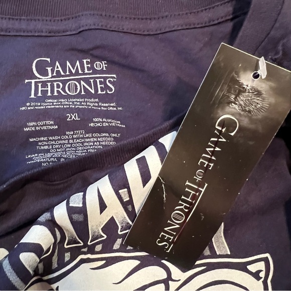 NWT~GAME OF THRONES~Official HBO~HOUSE OF STARK~Black & Gray T-Shirt~Sz 2XL - Picture 3 of 3